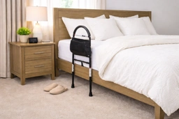 A sturdy bedside rail that doesn't look like hospital equipment.