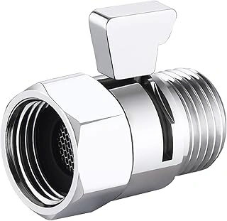 Carvedexquisitely Shower Head Brass Shut Off Valve, G1/2 Water Pressure Regulator, Chrome
