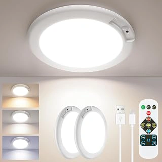 2-Pack Rechargeable Motion Sensor LED Ceiling Lights with Remote, Dimmable