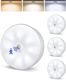 EZVALO 4 Pack USB-C Rechargeable Motion Sensor LED Puck Lights, Dimmable