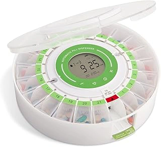 LiveFine Automatic Pill Dispenser with 21 Removable Cups, Alarm and Lock