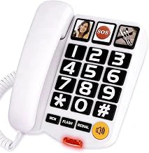 Awishwell Big Button Corded Landline Phone with SOS & 2 Speed Dial, Loud Ringer