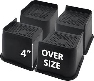 Heavy Duty 4 and 6 Inch Furniture Risers, 4-Pack, Black