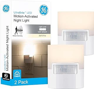 GE LED Motion Sensor Night Light, Plug-in, Soft White, 40 Lumens, 2-Pack