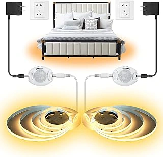 Motion Activated COB LED Strip Bed Lights, Warm White, 2-Pack, 6.56ft