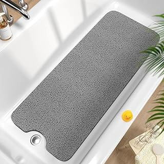 HITSLAM Non Slip Extra Long Loofah Bath Mat with Drain