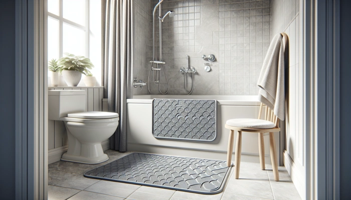 Non-Slip Bathtub Mat OTHWAY Soft Rubber Bathroom Bathmat with Strong Suction Cups (Grey)