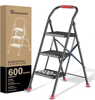 3-Step Folding Heavy Duty Ladder with Handrails