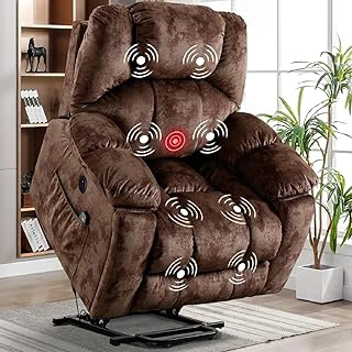 CANMOV Large Power Lift Recliner with Massage, Heat, USB Port, and Cup Holders