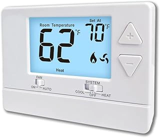 Non-Programmable Digital Thermostat - 1 Heat/1 Cool, Energy-Saving, White Backlight