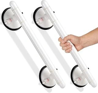Foxrino 18.3" 350LBS Suction Grab Bars for Shower with Visual Red Lock, 2 Pack