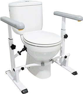 KMINA Toilet Safety Rails, Heavy Duty Frame with Handles, Adjustable Height and Width