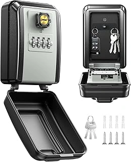Vewaci Wall-Mounted Lock Box for Keys with 4-Digit Resettable Combination