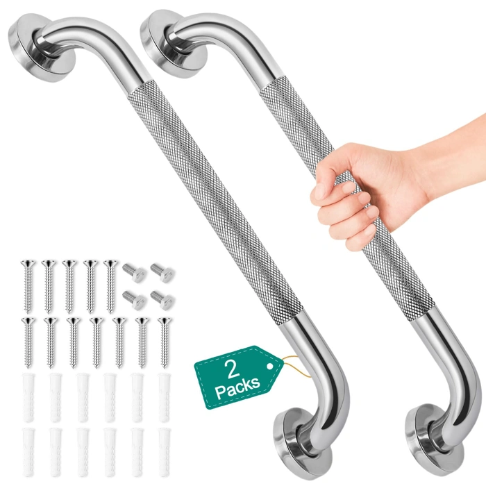 16-Inch Stainless Steel Anti-Slip Grab Bars for Bathtubs & Showers, 2 Pack