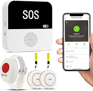 PILSAMAS WiFi Caregiver Pager with Wireless Call & Panic Buttons, App Alert