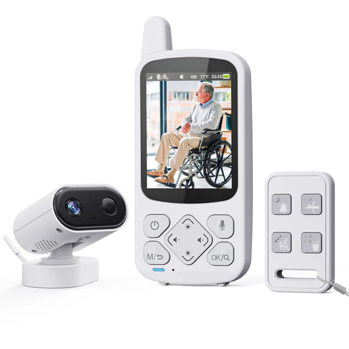 Elderly Monitor with Pan-Tilt-Zoom, 2-Way Talk, Call Button, Med Reminder, Temp & Night Vision