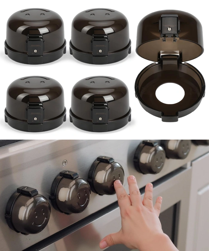 Bates Stove Knob Safety Covers, Universal Size, 5 Pack, Black, Double Key