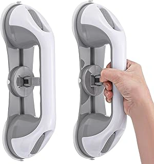 Strong Suction Grab Bars for Shower and Bathroom with 3 Suction Cups, Heavy Duty Safety Handles for Elderly and Seniors – No Drill Removable 2 Pack, Waterproof Non-Slip Bath Handr