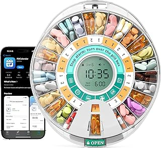 Betife 28-Day Smart Bluetooth Automatic Pill Dispenser with 6 Alarms and App Support