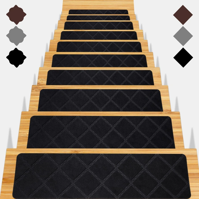 Indoor Non-Slip Carpet Stair Treads for Wooden Steps, 15-Pack (8x30in)