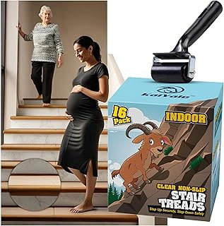 KaiYale 16 Pack 24x4 Inch Clear Non Slip Self-Adhesive Stair Treads for Wooden Steps