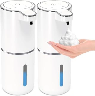 2 Pack Automatic Touchless Foaming Soap Dispenser, 12.8oz Rechargeable Wall Mounted