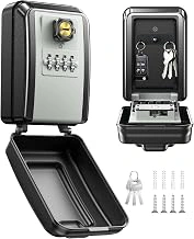 Wall-Mounted 4-Digit Combination Key Lock Box with Resettable Spare Key, Weatherproof