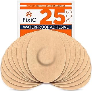 FixiC Waterproof Pre-Cut Freestyle Adhesive Patches for Libre, G7, Guardian (25 Pack)