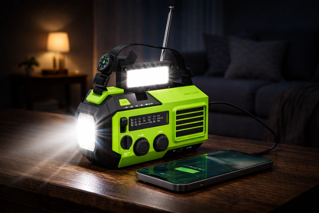 FosPower Emergency Solar Hand Crank Portable Radio