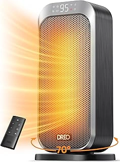 DREO Quiet 1500W Portable PTC Ceramic Space Heater with Remote and 70° Oscillation