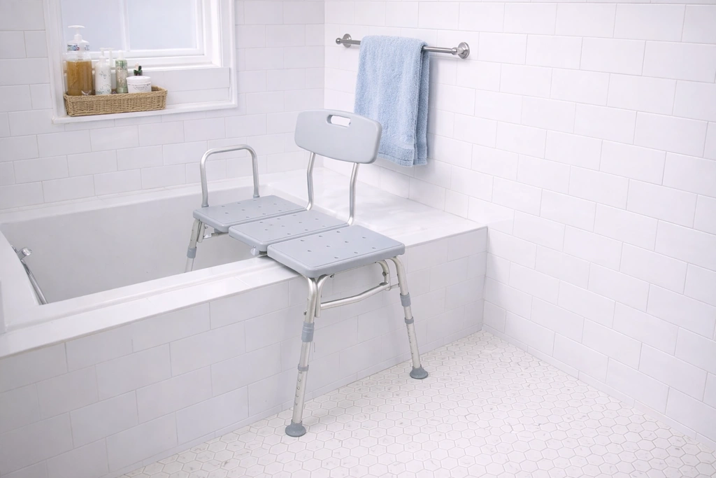 Drive Medical Bathroom Safety Shower Tub Bench Chair with Back, Gray