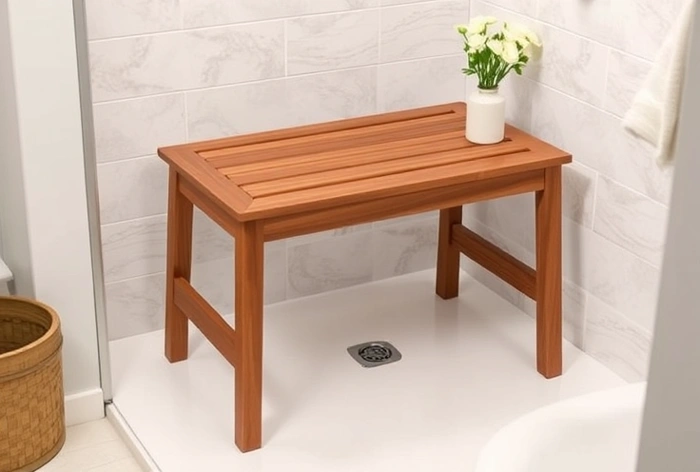Glacier Bay 16 in. x 20 in. Rectangular Freestanding Teak Shower Bench