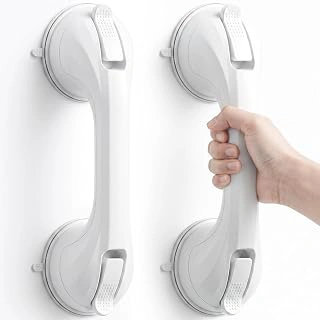 2-Pack 12-inch Suction Shower Grab Bar, No Drilling, White