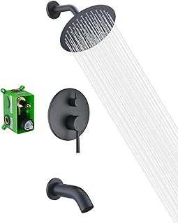 SUMERAIN Matte Black Tub and Shower Faucet Set with Waterfall Spout
