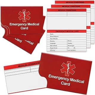 4 Pack Emergency Medical Information ID Wallet Cards